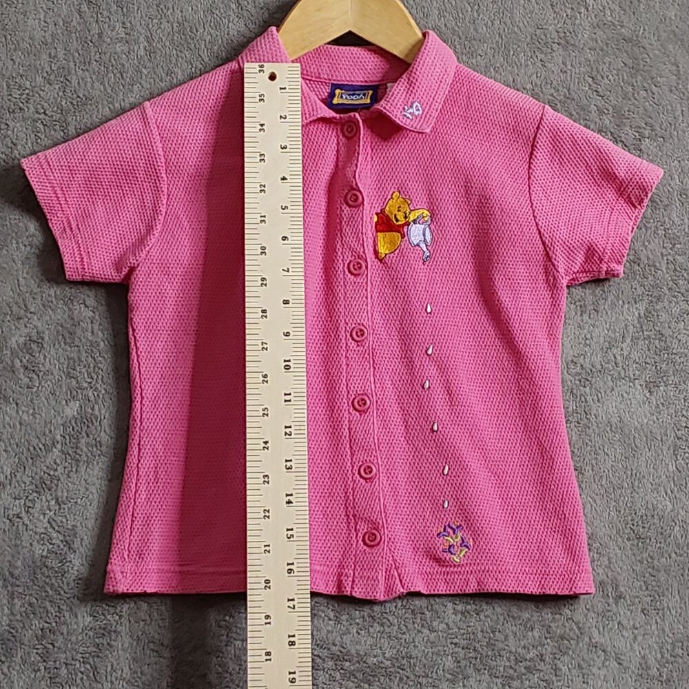 Vintage Disney Winnie the Pooh Button-Up Shirt – Pink Short Sleeve Kids Top - Picture 6 of 6